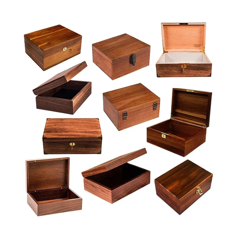 Memory Boxes Large Acacia Wood Gift Box with Lid Storage Jewelry Cigar Watch Bamboo Stash Box for Herbs Smoking Accessories