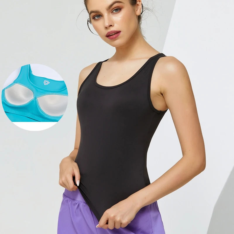 NSR Womens Fitness Tank Tops Sport Workout Wear Running Sleeveless Shirt Active Casual Summer Tank Top With Fixed Pads