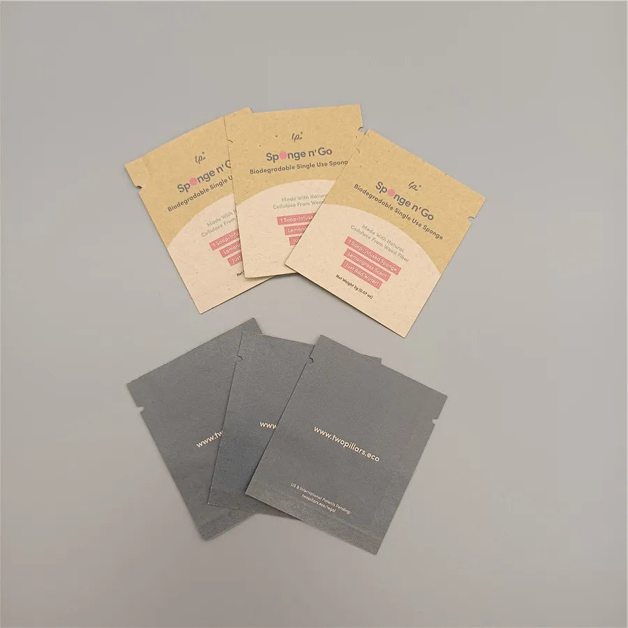 Customized Printed Kraft Paper Three Side Sealed Sachet Bag Biodegradable Cosmetic Cream Oil Powder Coffee Tea Flat Pouch