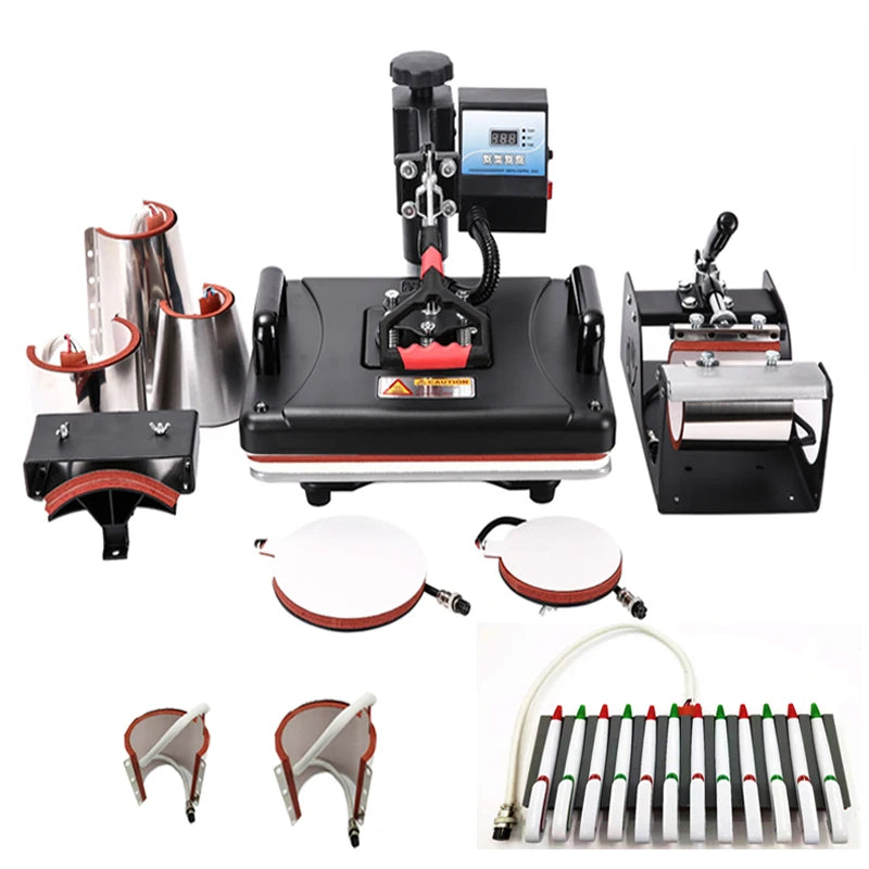 Factory 11 in 1 Combo Sublimation Heat Press Machine  for Mug/Hat/Tshirt/Phone Cases/pen/Rock/Glass Frame