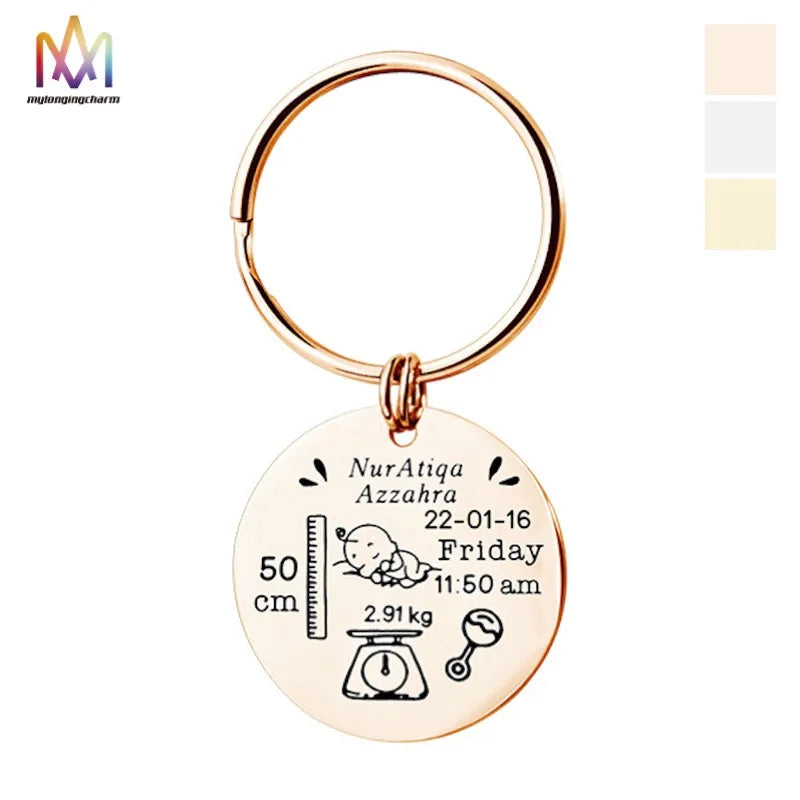 Wholesale Custom Keychain Blank Engraved Baby Born Card Titanium Steel Keychain