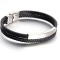 Fashion Braided Wristband Bangle Blank Leather Stainless Steel Bracelet Man and Woman Lettering Plain Bar Engraved Logo OT-029