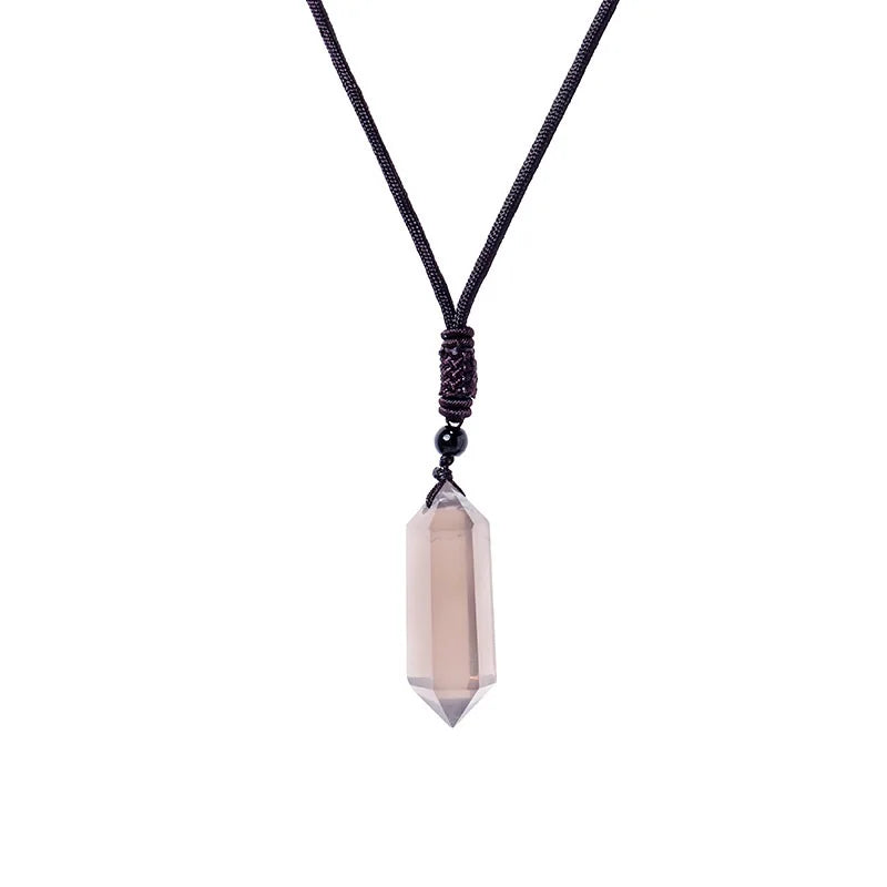 2025 Natural Stones Charms Crystal Quartz Bullet Shape Stone Diy Pendulum Beads Healing Hexagonal Point Chakra Pendants