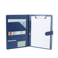 Blue Luxury A4 Letter Sized Leather Padfolio Portfolio Compendium File Folder with Ticket Pocket