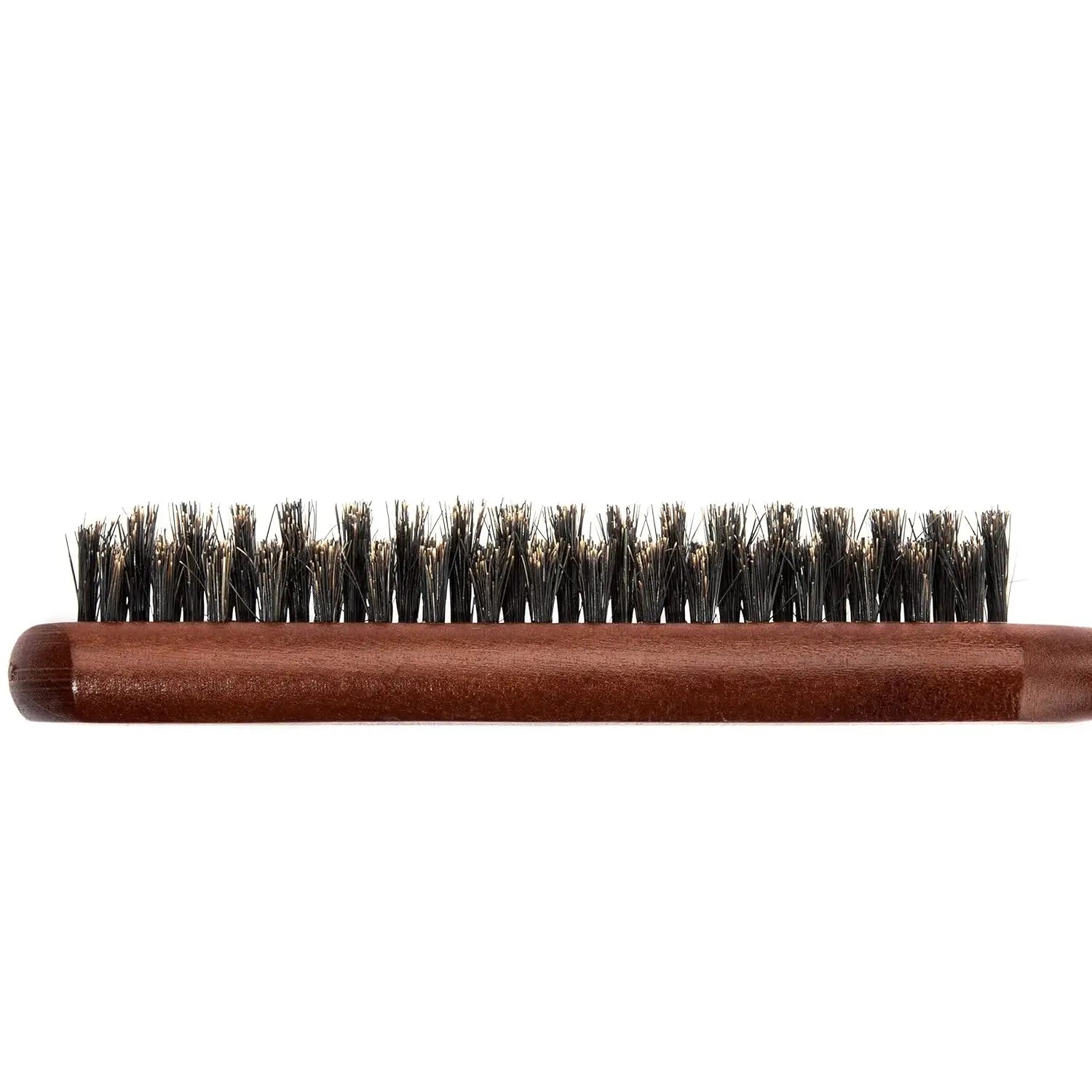 Three-Row Fluffy Boar Bristle Styling Comb Portable Laser Hairdressing Hair Tip Comb for Salon Use Custom Logo Wood Handle