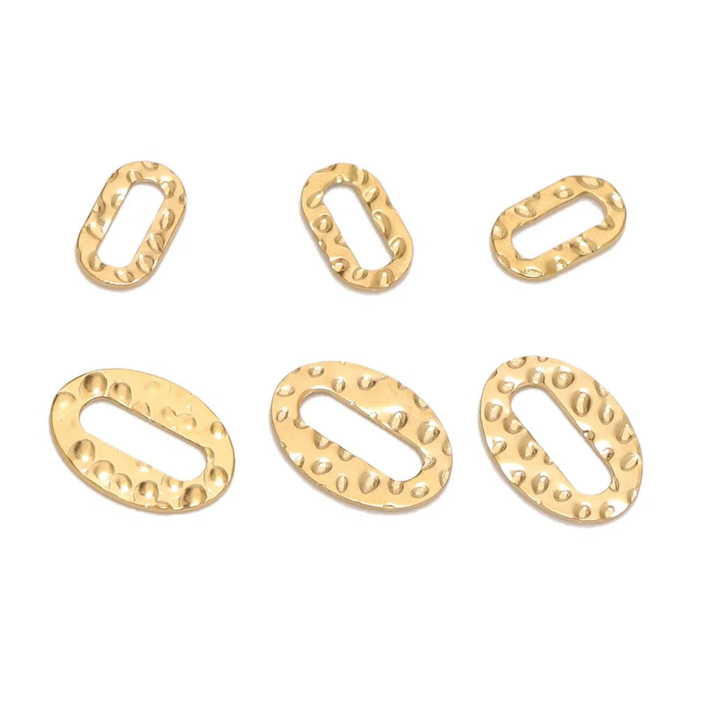 20Pcs Fashion Stainless Steel Embossing Oval Slice Charms Pendants for Woman Necklace Connectors DIY Earrings Jewelry Wholesale