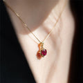 2025 Fashion Design S925 Silver Big Red Cubic Zirconia Necklace Pendant
