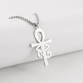 Ankh Cross Eye of Horus Egyptian Protection Charm Religious Pendant Amulet Vintage Gold Color Jewelry Stainless Steel Necklace