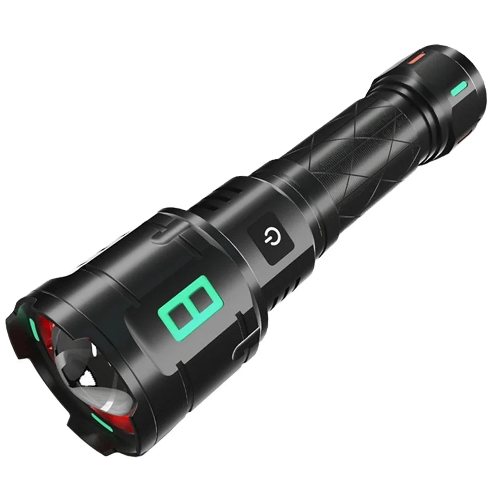 Helius 30W LED Flashlight Spotlight Long-range Torch TYPE-C Fast Charging Output Input Outdoor Fluorescent Tactical Lamp