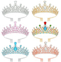 Silver Crystal Tiara Queen Crown Headband Elegant Princess Party Crown with Combs for Bridal Wedding and Engagement