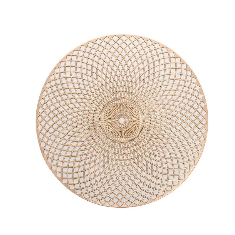 Gold PVC Eco-Friendly Macrame Ramadan Placemats  Round  Placemat for Decoration