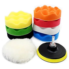 Wholesale 10pcs Car 3/5/6/7inch Sponge Polishing Pad Kit Auto Buffing Waxing Wave Sponge With M14 Drill Adaptor for Car Cleaning