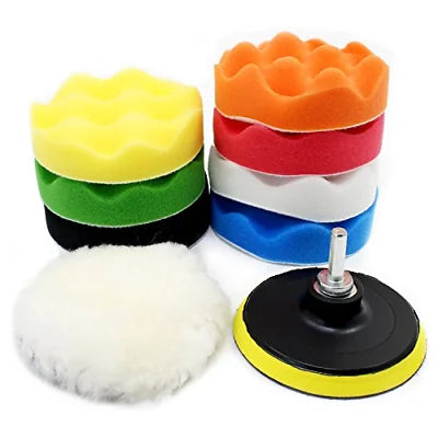 Wholesale 10pcs Car 3/5/6/7inch Sponge Polishing Pad Kit Auto Buffing Waxing Wave Sponge With M14 Drill Adaptor for Car Cleaning
