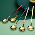 Custom LOGO Stainless Steel Coffee Spoon Long Handle Stirring Teaspoon Golden Ice Cream Dessert Dinner Spoon Cutlery Tableware