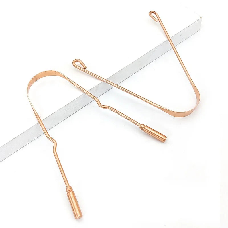 Wholesale Eco-Friendly U-Shaped Anti-Slip Reusable Copper Tongue Scraper for Oral Hygiene and Home Use