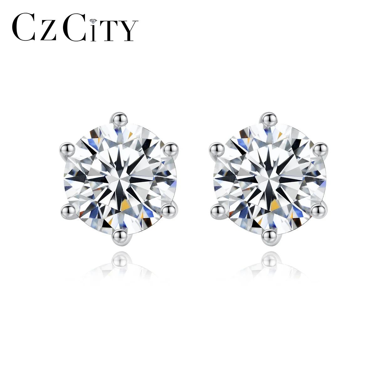 CZCITY Earing Lady Diamond Small Sterling Silver Rhodium Plated 925 VVS Wholesale Moissanite Stud Earring