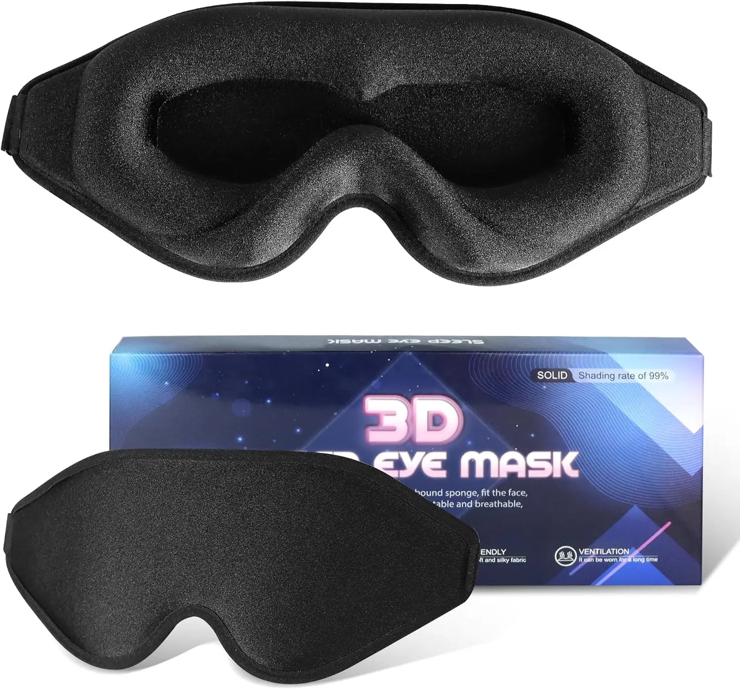 3D Pink Sleepwear with Weighted Silk and Cotton Eye Mask Blackout Sleep Relaxing Lash Mask Custom Private Label