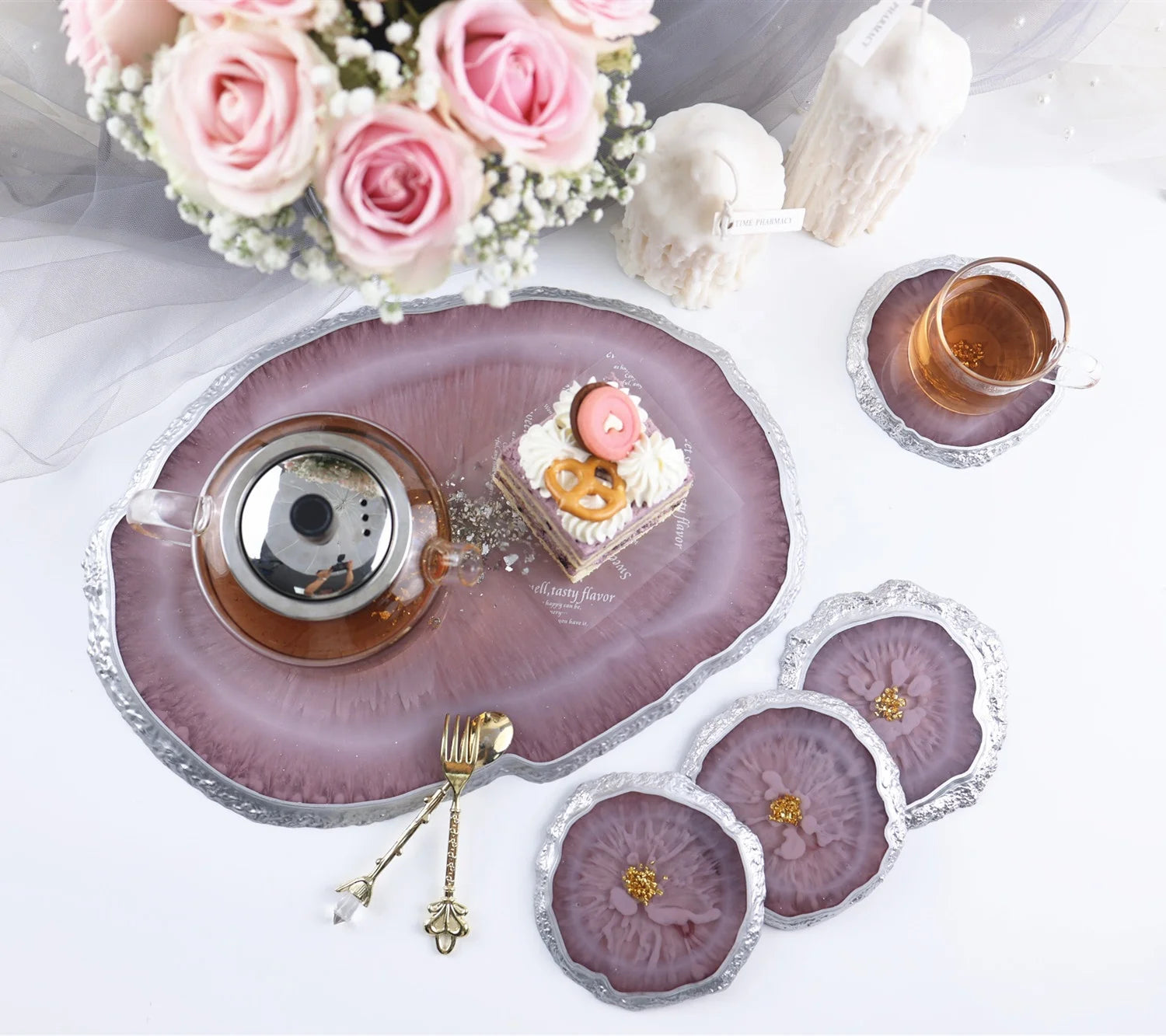 Large Irregular Oval Tray Mold Round Coaster Silicone Mold for Home Decoration