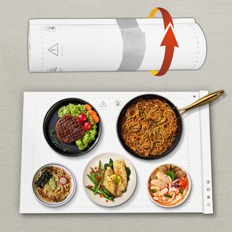 Passed Professional Test CE FCC UL Certificate Flexible Food Mat Electric Temperature Control Timing Warming Board Plate Tray