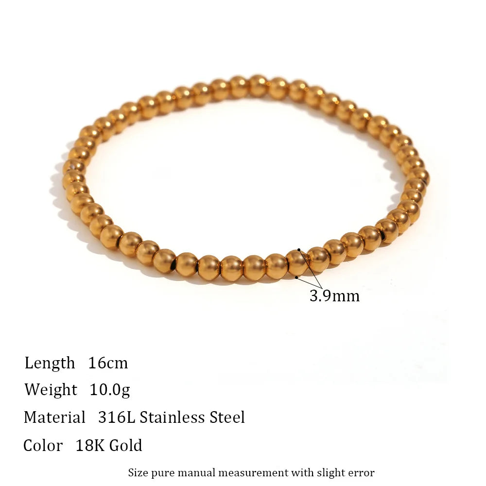 Wholesale Fashion Stainless Steel Elastic Rope Rosary Beads Bracelet