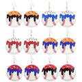 New Simple Baseball Season Team Fan Earrings Leather Printed Ice Cream Sports Leather Earrings