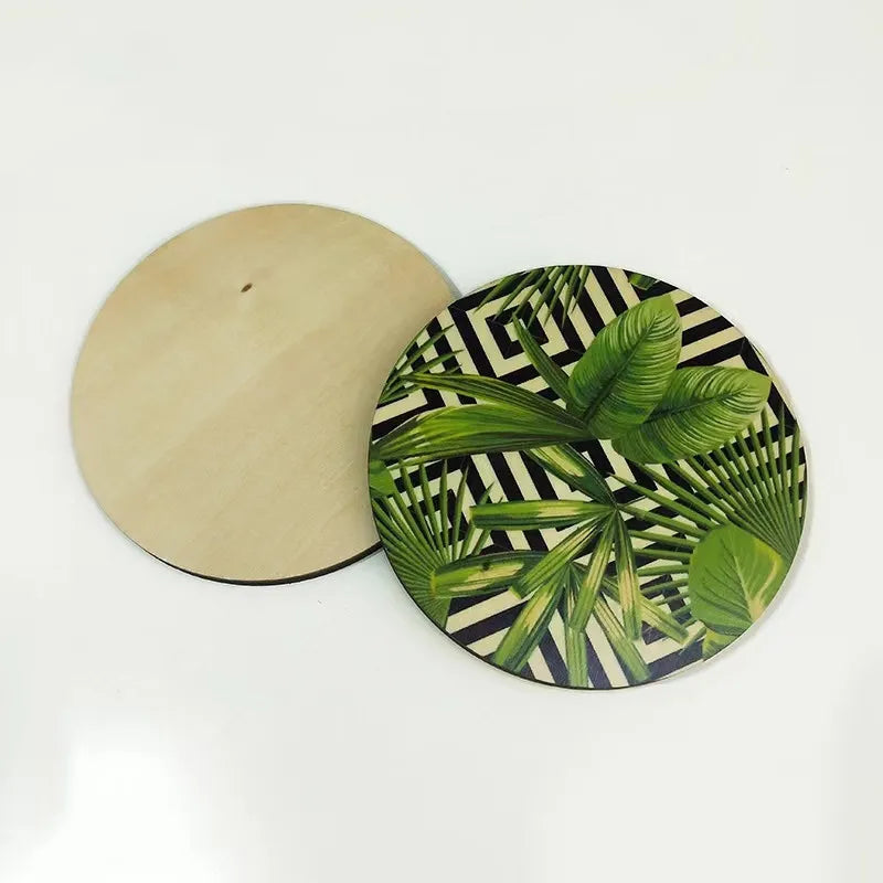 Sublimation Round Wooden Coasters Coffee Drink Table Coasters Cup Holders Heat Cushion Table Decoration Gifts