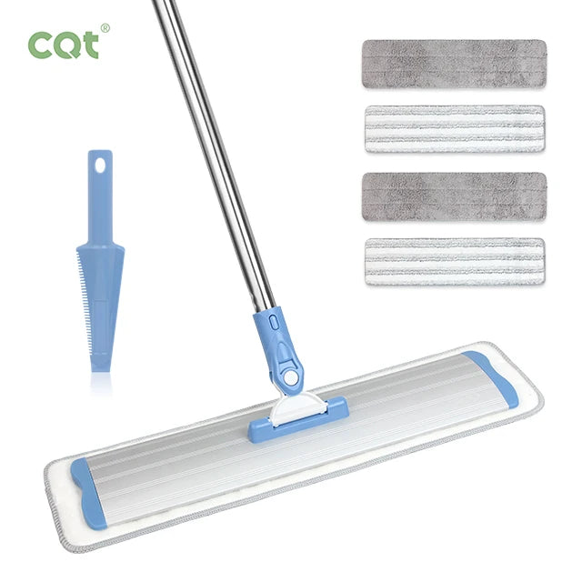 Professional 360 Rotation Dust Mop with Swivel Handle Flat Mop Pads and Durable Pole for Household Cleaning