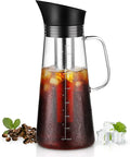 BPA-Free Durable Borosilicate Glass Pitcher 1.2L Airtight Cold Brew Coffee (Iced Tea) Maker With Stainless Steel Mesh Filter