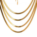 Fashionable Gold Plated Chains Jewelry 2/3/4/5mm Stainless Steel Choker Necklace Stacking Jewelry Flat Snake Chain Necklace