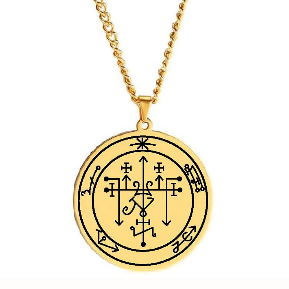 Naamah Sigil Belphegor Demon Prince of Wealth Lord of the Gap Lesser Key of Solomon Seal Goetia Stainless Steel Pendant Necklace