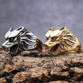 MECYLIFE Nordic Wolf Head Ring Stainless Steel Wolf Ring Viking Jewelry Rings Mens Fashion Jewelry