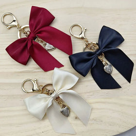 Fashion Cute Handbag Bag Charm Pendant Keychain Handmade Cheer Bow Key Rings Heart Accessories Luxury Custom Cheer Bow Keychain