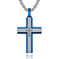 Alin Factory Wholesale Cyberpunk Style Men's Necklace Fashion Jewelry Stainless Steel Cross Zircon Pendant