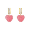 2024 New Arrivals Heart Shaped Bling Stud Earrings Cute Blue Pink Micro Pave Zircon CZ Heart Sugar Stud Earrings for Gift