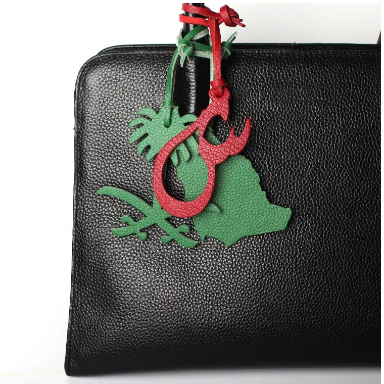 Custom Natural Leather Saudi Map Keychain Ladies Backpack Pendant Women Bag Charm
