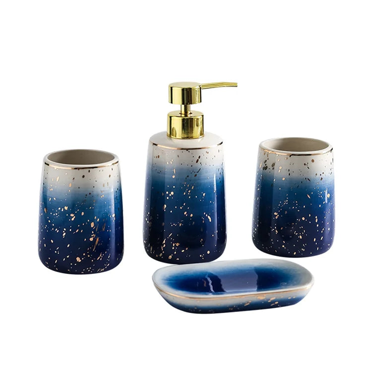 Wholesale Rich Homelife RZ-BS-006 Modern Eco-Friendly Four-Piece Ceramic Bathroom Accessories Set for Bathroom Decor