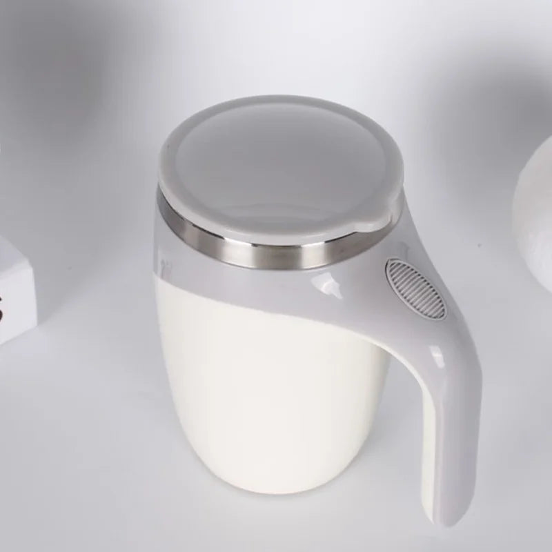 400ml Food Grade Stainless Steel Double Wall Self Stirring Coffee Mug BPA-Free Lid Eco-Friendly Boiling Water Safe Hand Grip