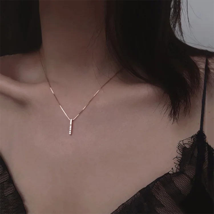 Simple Cubic Zircon Necklace Clavicle Chain Charm Necklace for Women