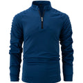 RNSHANGER New Men's Long Sleeve T-shirts Fashion Slim Shoulder Pleated Half Zipper Stand Collar Pullovers Male Casual T Shirts