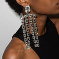 Kaimei 2022 New Women Fashion Jewelry Gem Tassel Earrings Multi-layer Tassel Big Rhinestone Crystal Dangle Earrings Women