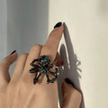 SC Creative Prank Adjustable Rings Exaggerated Metal Plated Insect Couple Rings Lifelike Crystal Ball Spider Rings