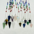 Natural 7 Chakra Reiki Meditation Stone Pendant Rose Quartz Pendant Point Energy Crystal Pendulum Amethyst Necklaces