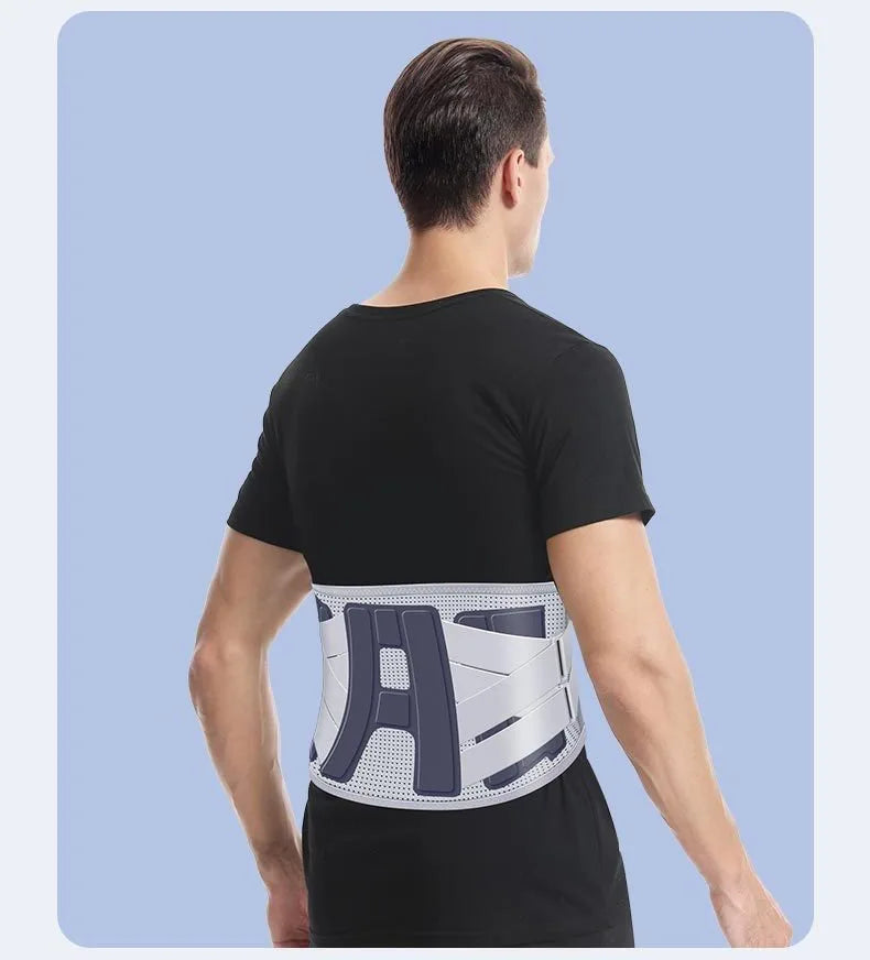 Back Brace with 6 Stays Working Safety Breathable Lumbar Back Belt Anti-skid Lumbar Support Adult Zipper Bag