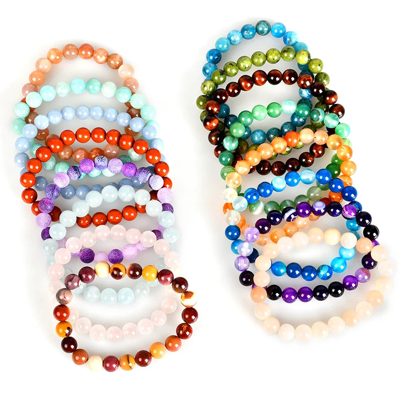 Wholesale of Natural Raw Stone Bracelets 4mm 6mm 8mm 10mm Stone Colors for All Types
