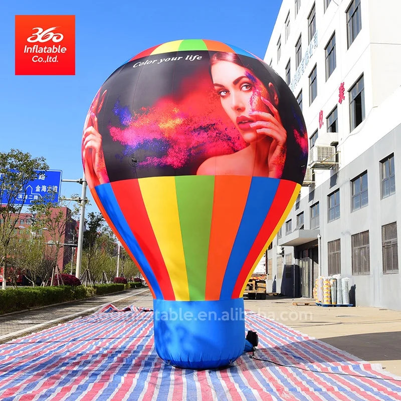 Custom Outdoor Inflatable Advertising Hot Air Balloon with LED Light Blower Waterproof & Durable for Event Decoration