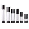 In Stock 15ml 30ml 50ml 80ml 100ml 120ml  Black Clear Round Airless Pump Bottle Plastic Spray Cosmetics Bottle for Lotion Serum