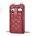 2022 New Fashion Long Diamond Lattice PU Leather Card Wallet for Women With StrapLady Mobile Cell Phone Bag Card Holder Case
