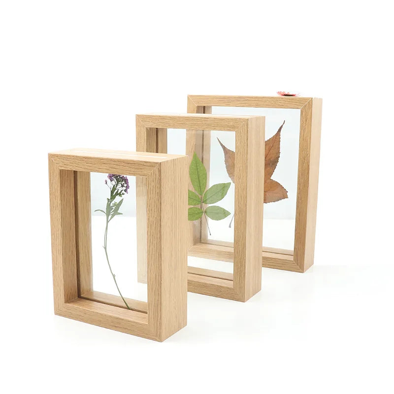 Customize 4x6 5x7 6x8 Diy Plant Specimen Double Glass Picture Frame Wood 3d Shadow Box Photo Frame
