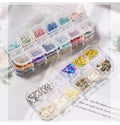 12 Colors Jewelry Metal Gem Nail Art Rhinestones Pearl Shell Nail Art Decoration