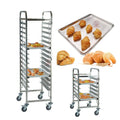 0.8mm 16-Tier Stainless Steel LFGB Certified Bakery Trolley Wheels Knocked-Down Kitchen Cart for Restaurants Hotels 30-50kg